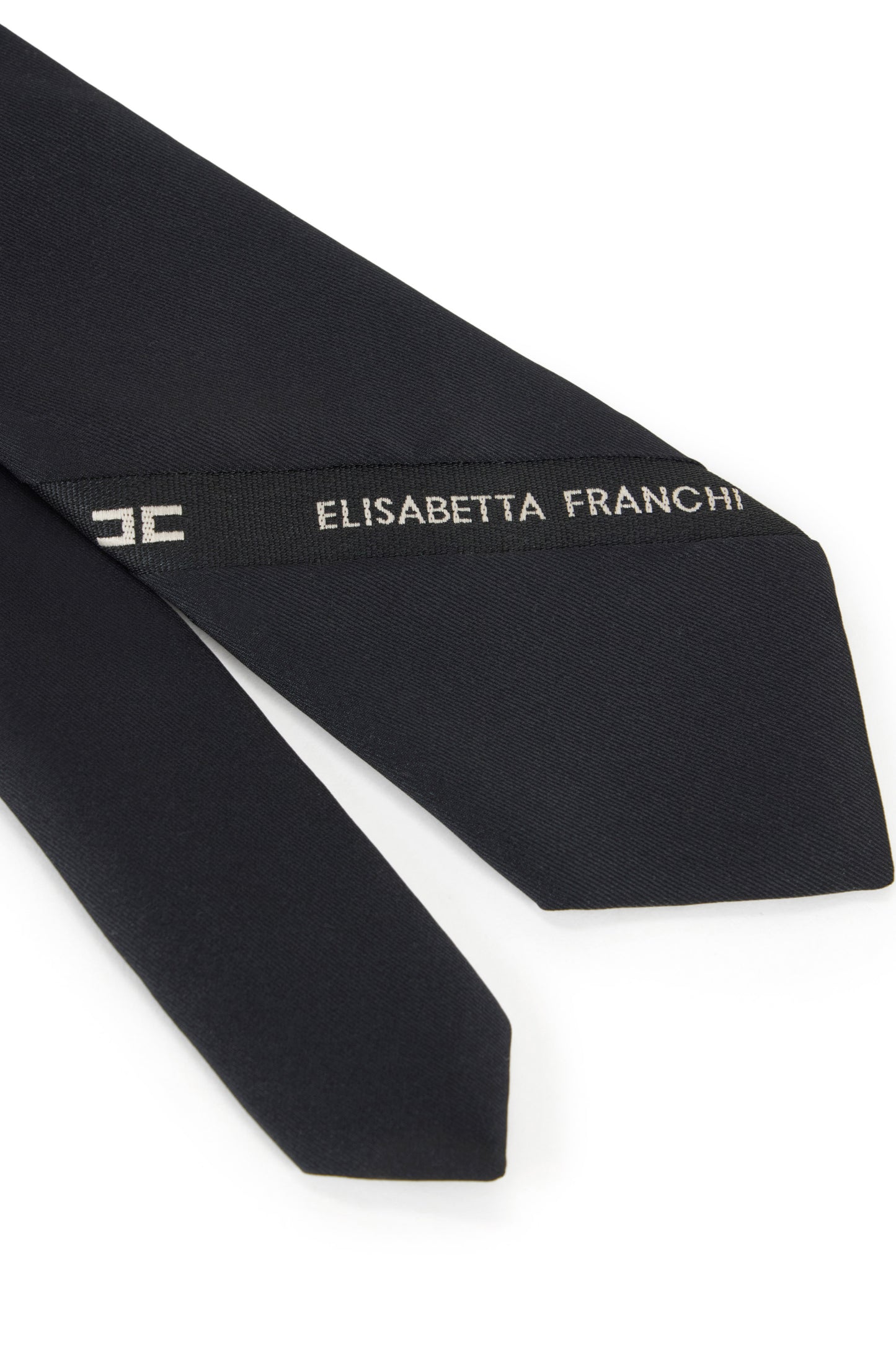 Tie in twill fabric with logo embroidery
