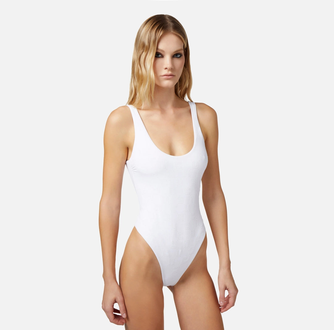 Lycra one-piece swimsuit with rhinestones