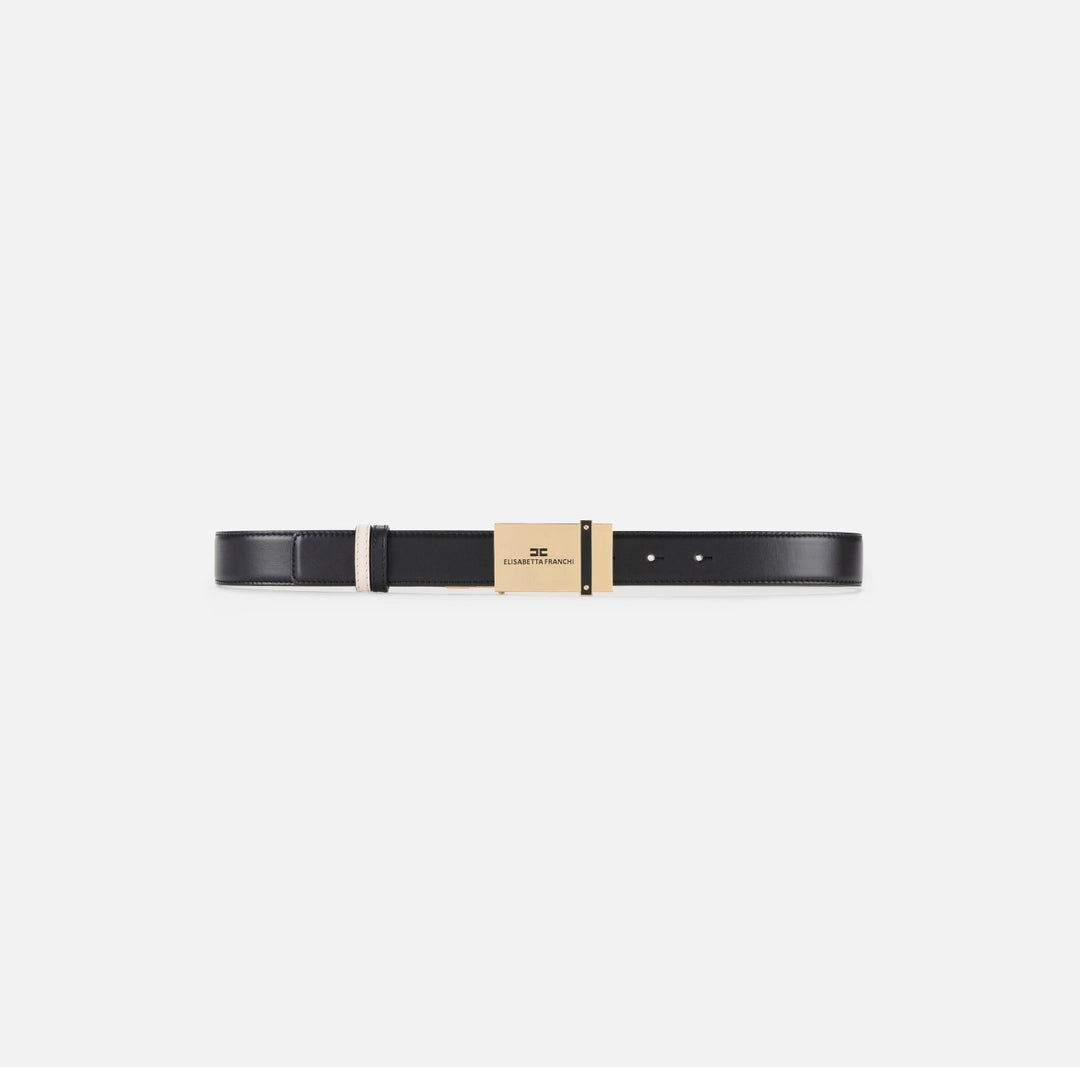 Leather belt with buckle