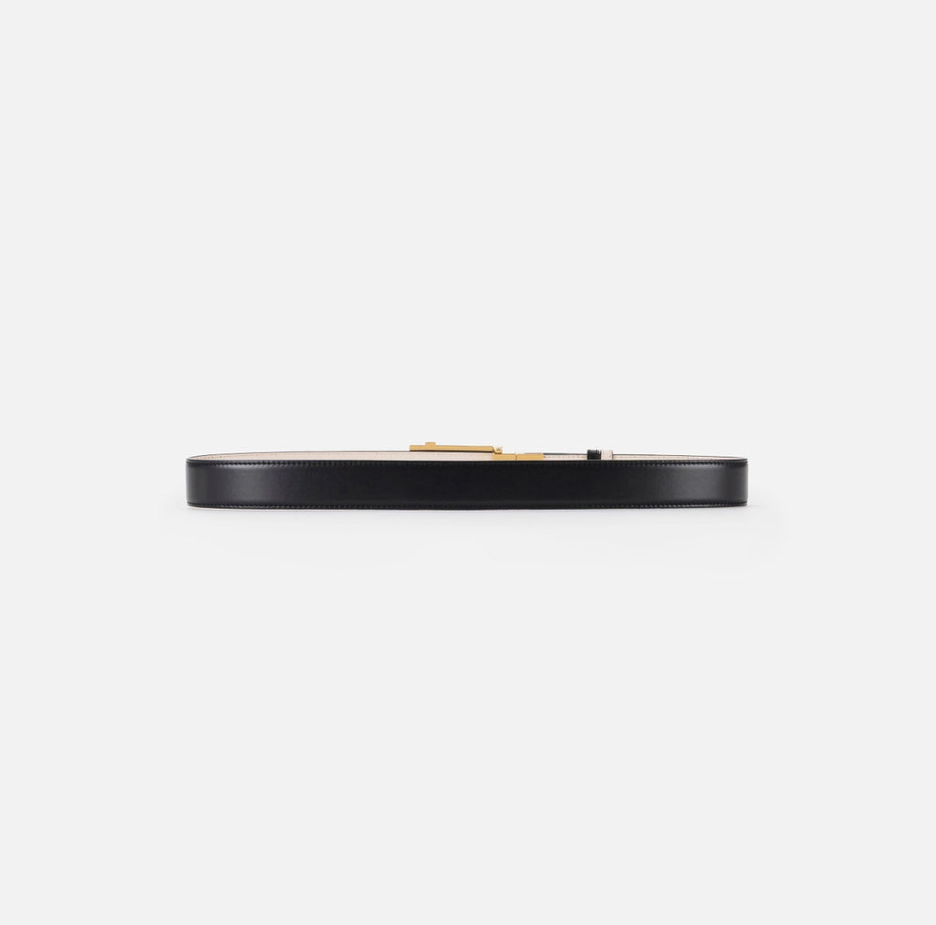 Leather belt with buckle