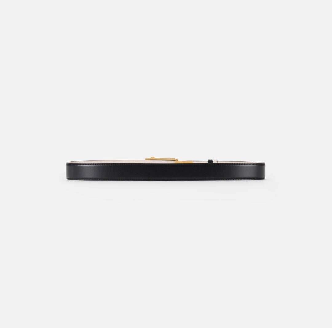 Leather belt with buckle