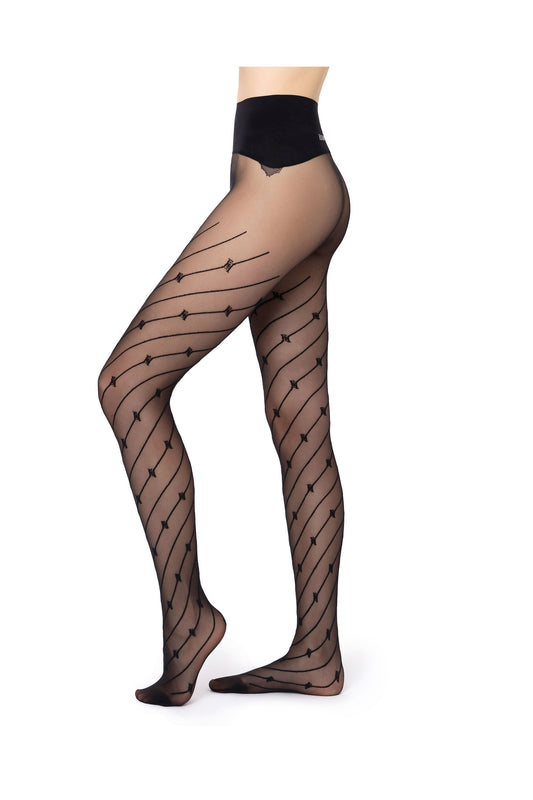 Tights with diagonal stripe and logo