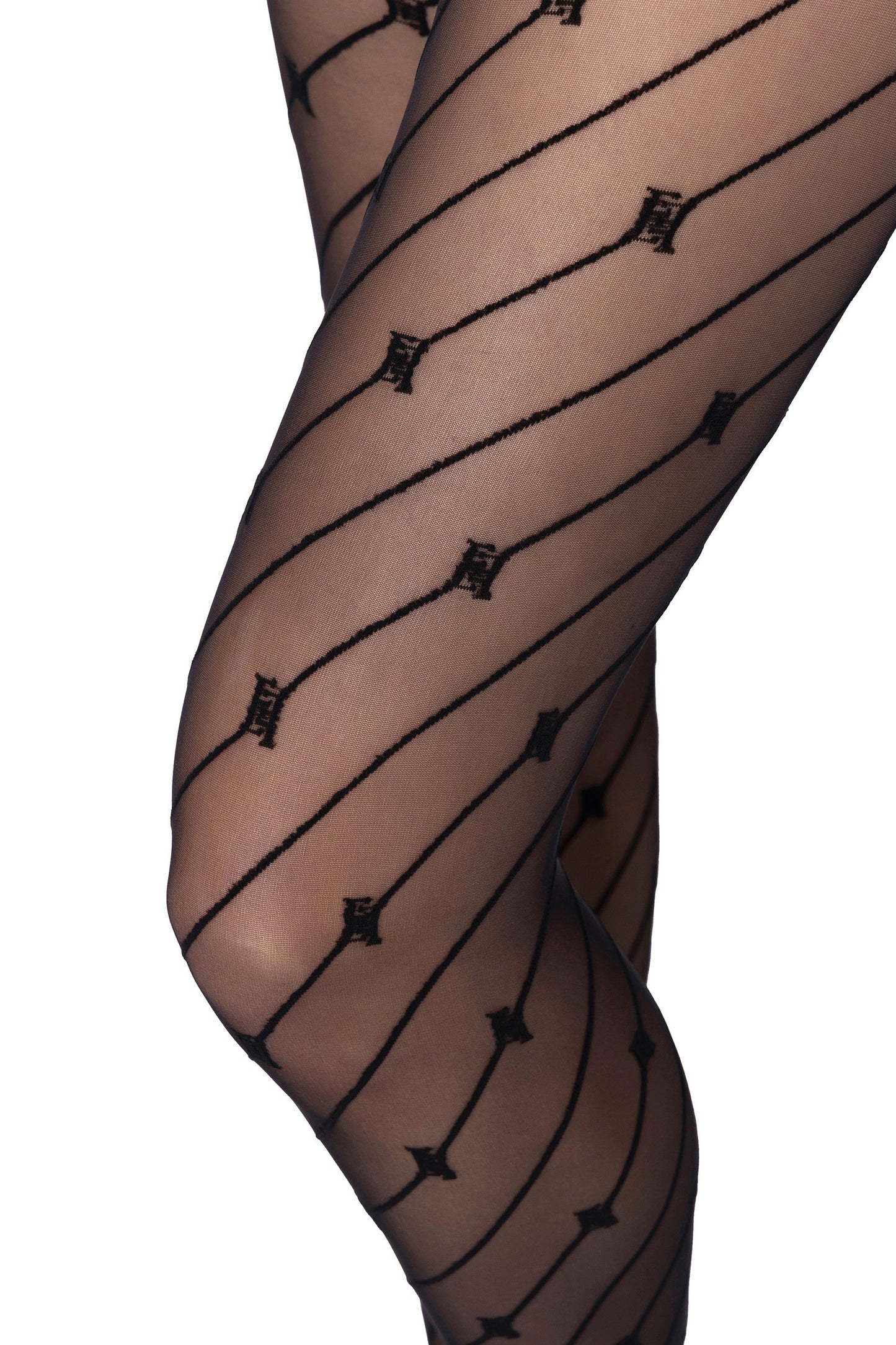 Tights with diagonal stripe and logo