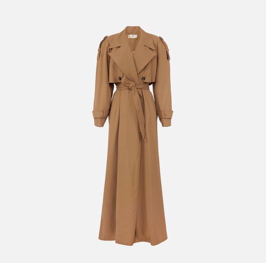 Flowing gabardine trench coat
