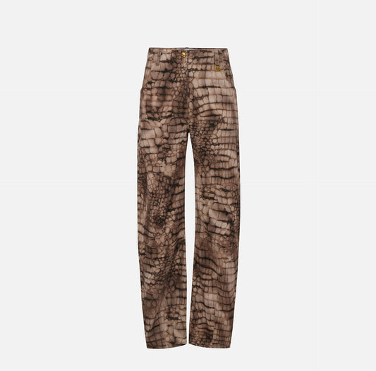 Drill jeans with alligator print