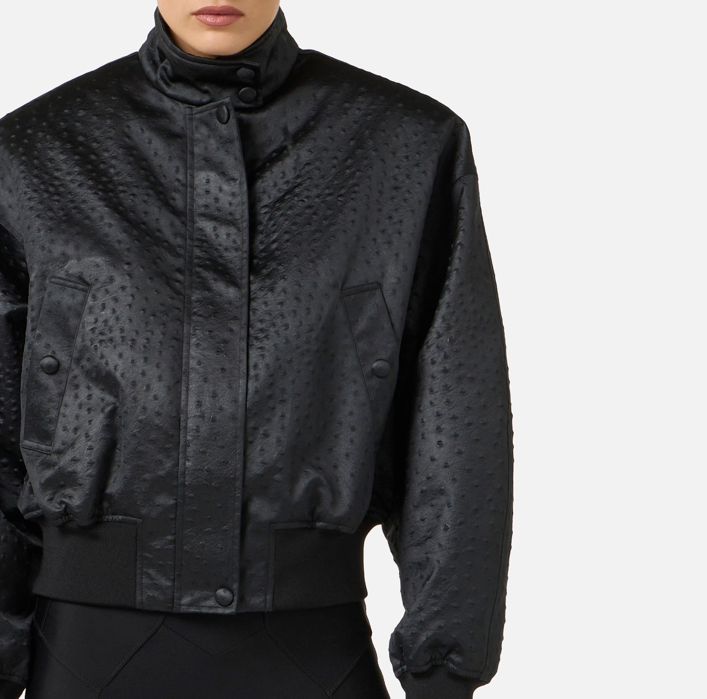 Jacket in taffeta fabric with ostrich print