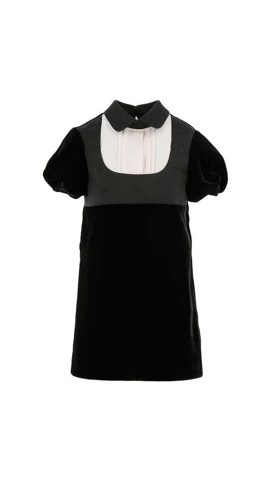 ABITO IN VELLUTO CON FINTA CAMICIA