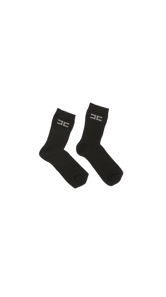 CALZINI LUREX CON LOGO NERO