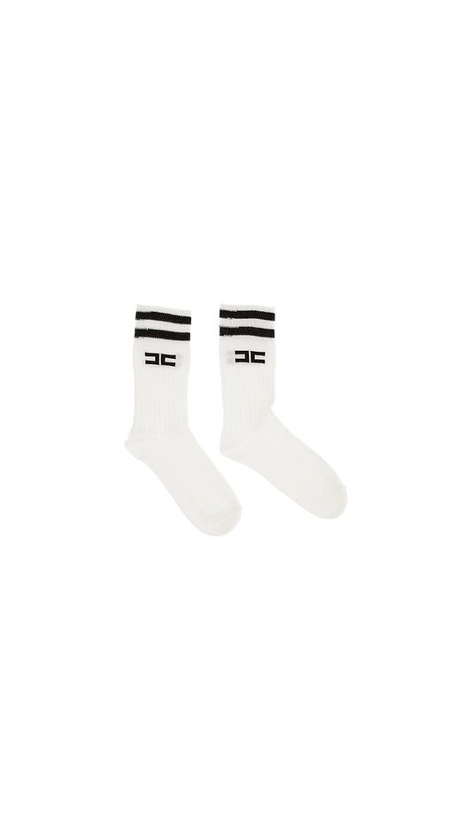 CALZINO CON LOGO E RIGHE IN CONTRAS