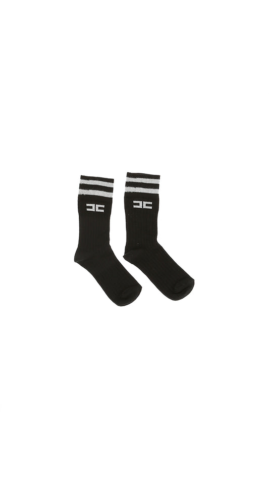 CALZINO CON LOGO E RIGHE IN CONTRAS