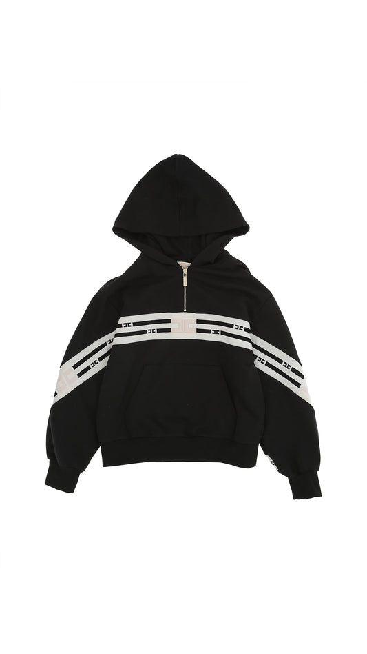 HOODIE WITH LOGOED BANDS