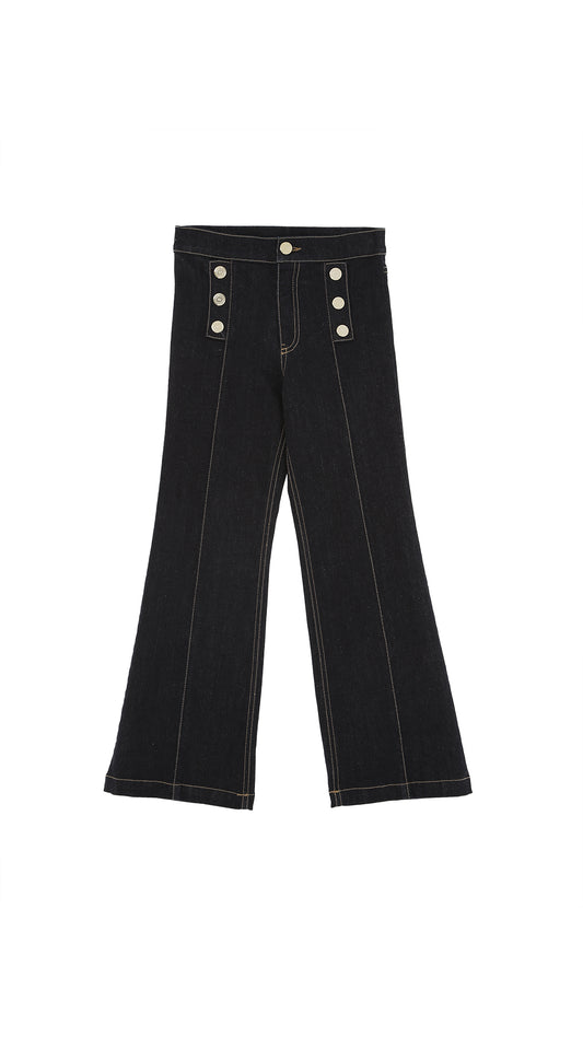 DENIM TROUSERS WITH DECO BUTTONS