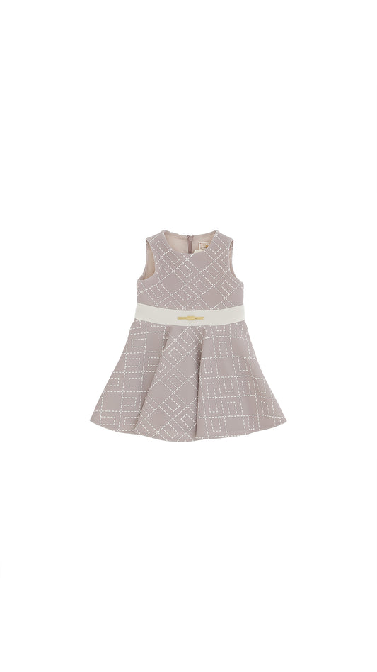 CREPE DRESS WITH LOGO MILK-BLACK/BLACK