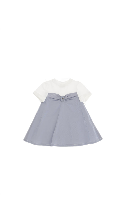 ABITO IN TAFFETA RIGATO CON MOTIVO FIOCO RIGA