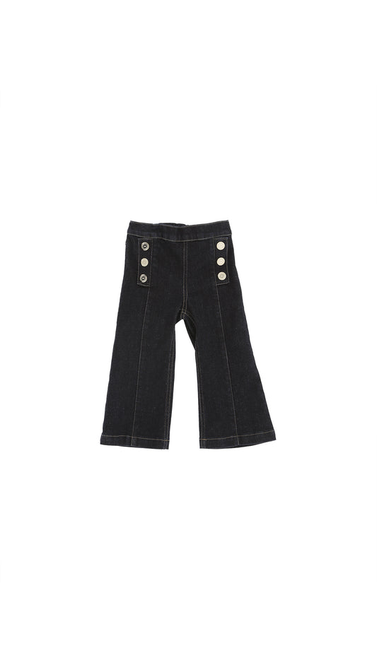 DENIM TROUSERS WITH BUTTON PANEL