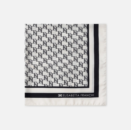 Medium foulard scarf in silk twill with logo print