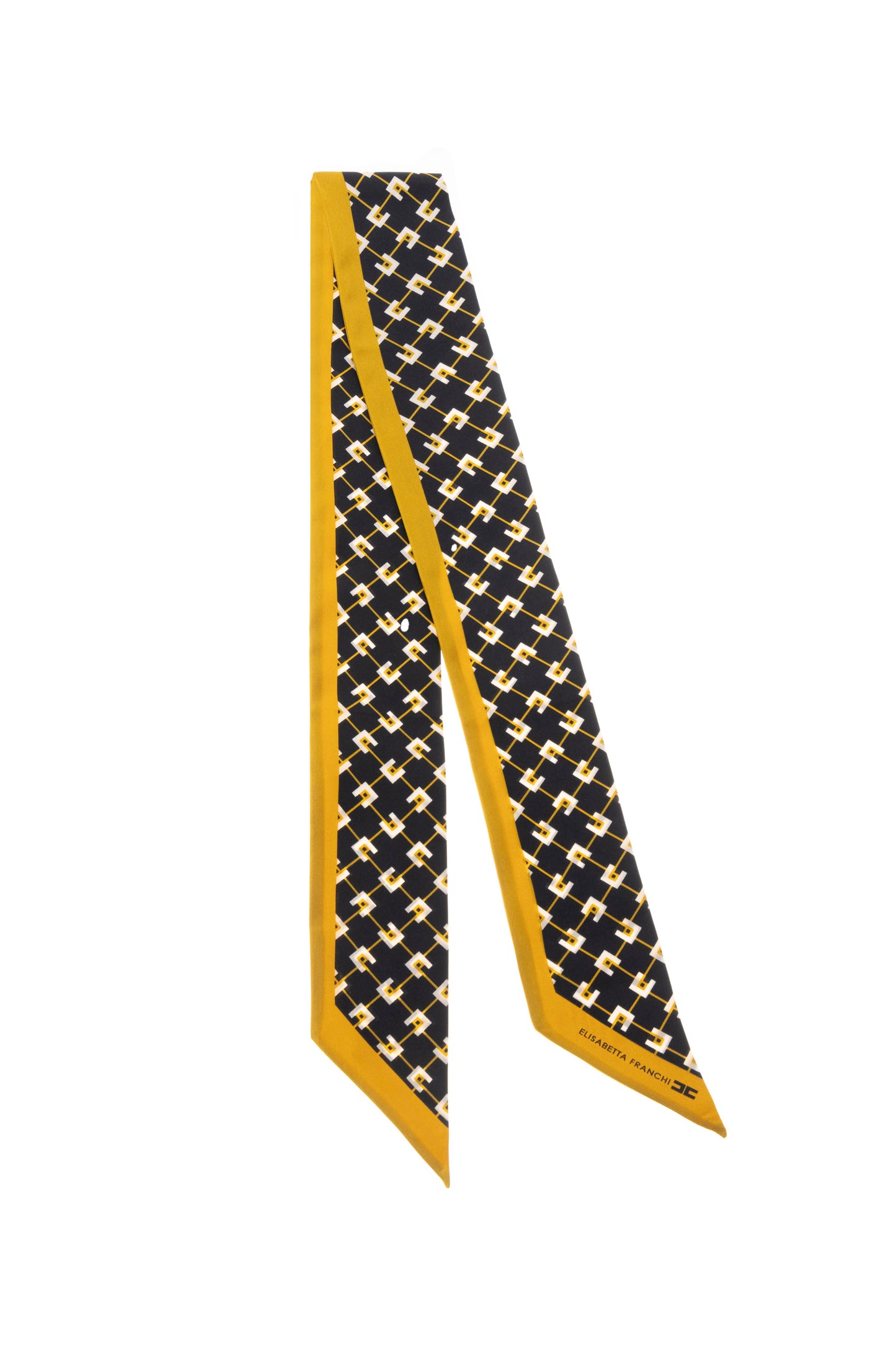 Thin foulard scarf in silk twill with diamond print