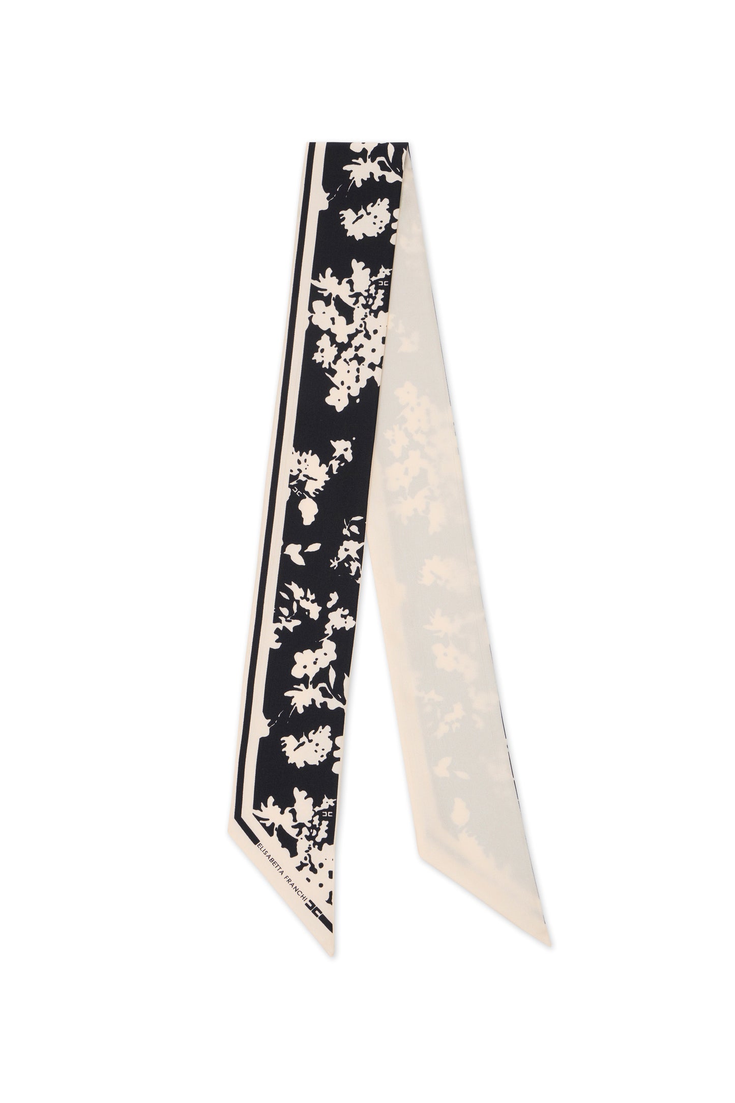 Thin silk twill foulard scarf with floral print