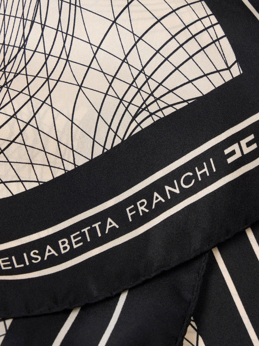 Silk foulard scarf with abstract print