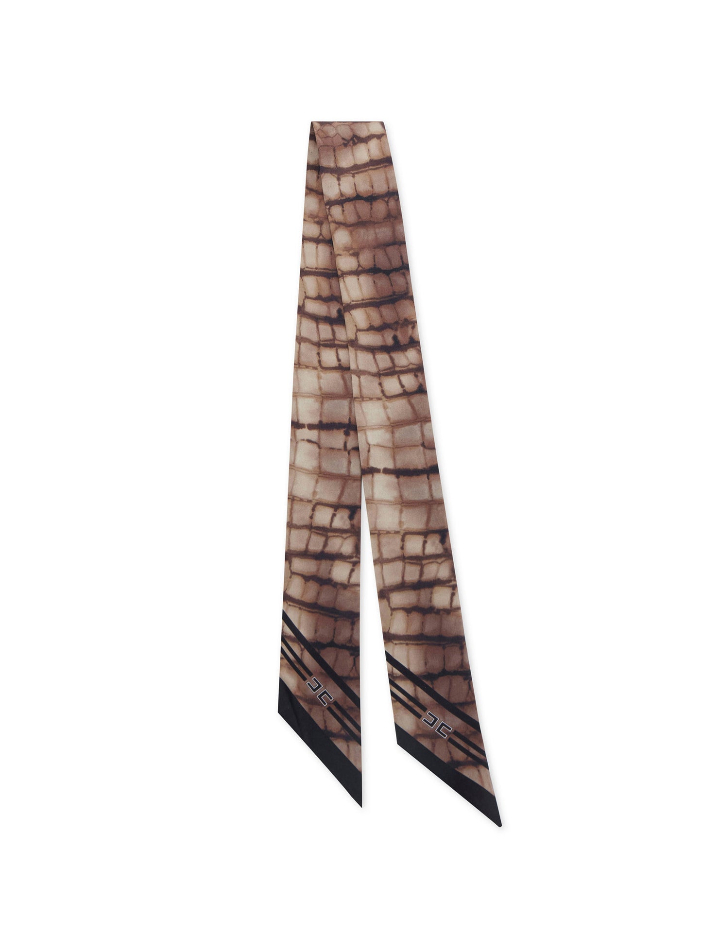 Silk twill bandeaux with alligator print