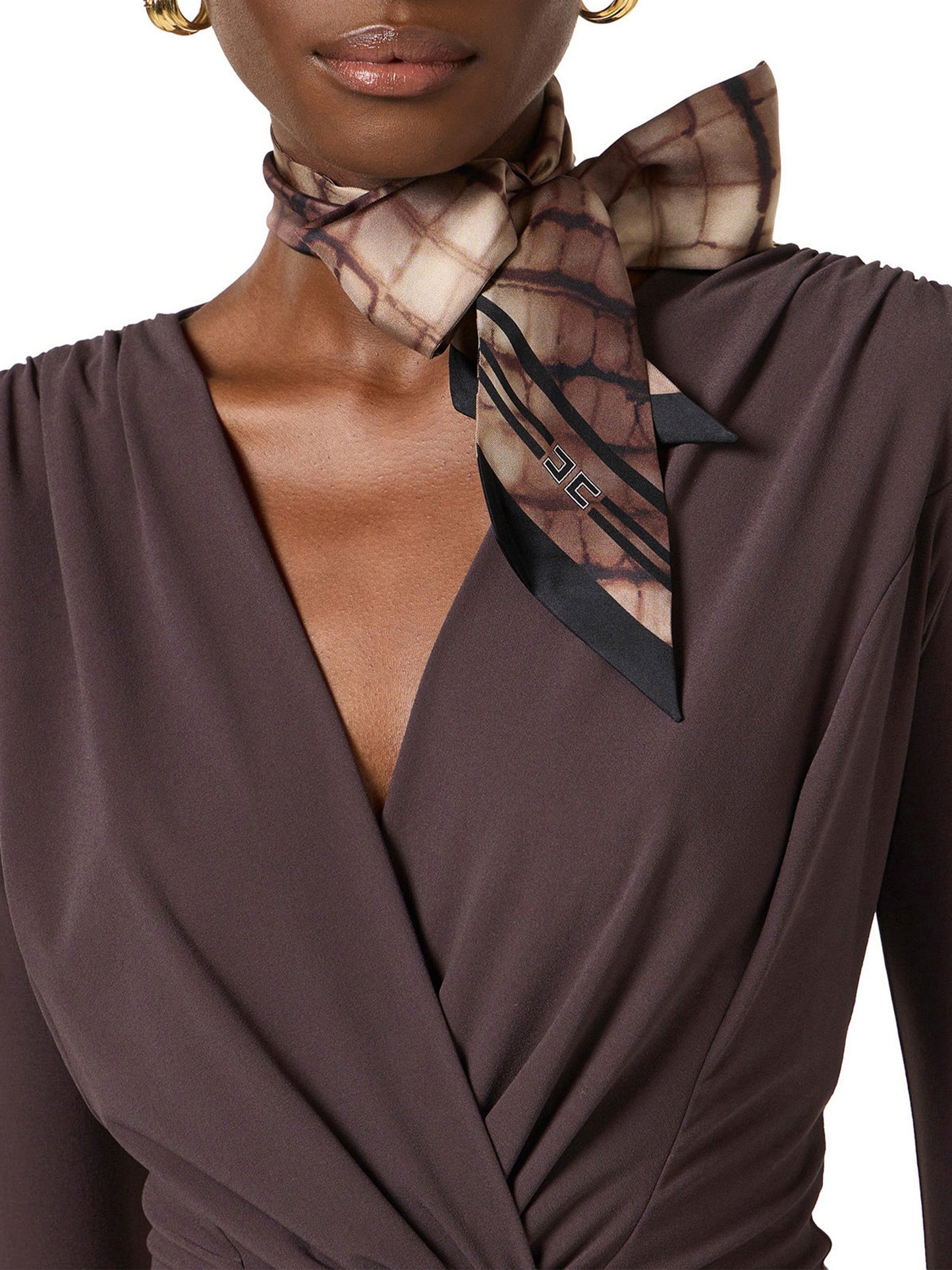 Silk twill bandeaux with alligator print