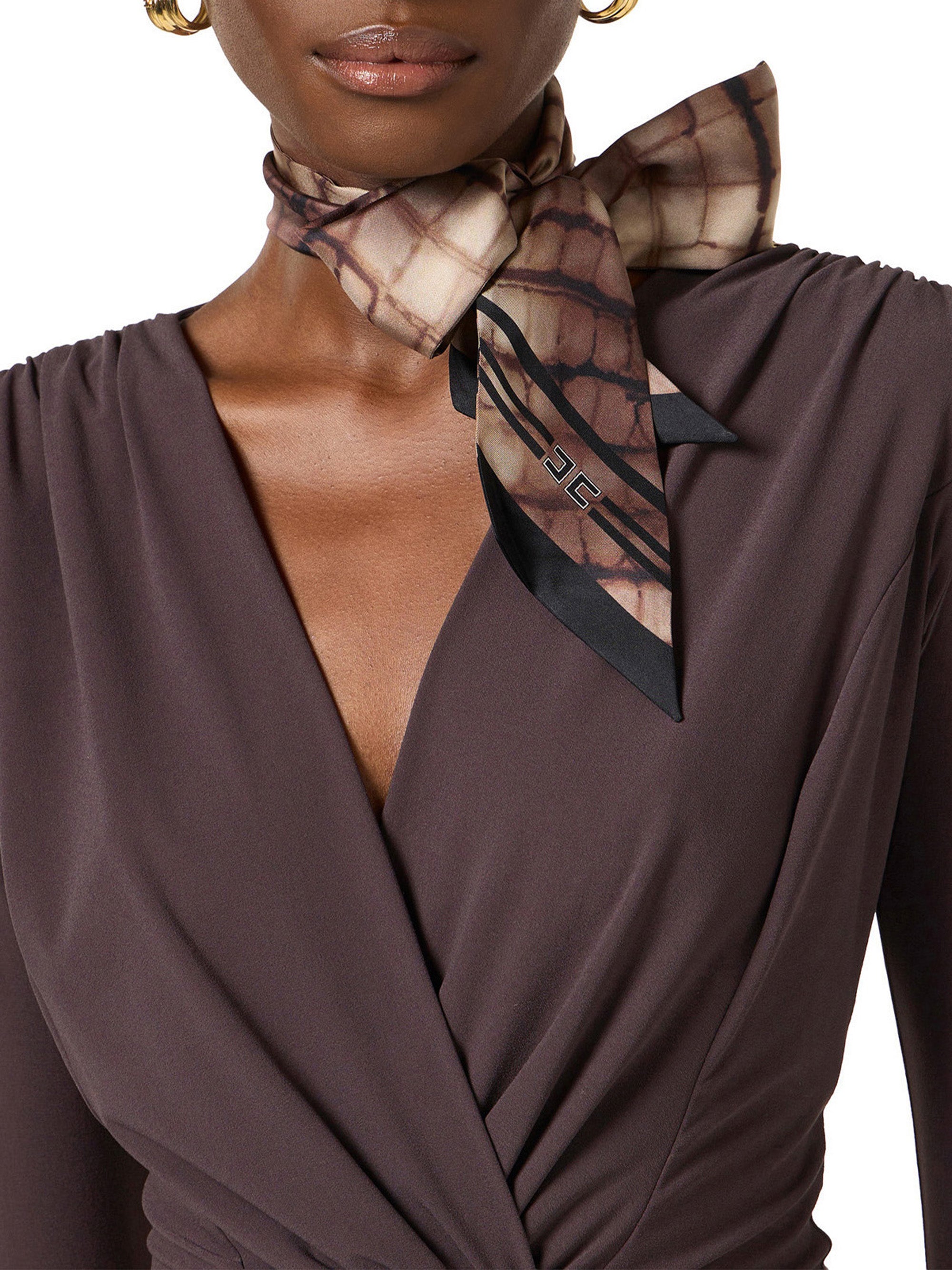 Silk twill bandeaux with alligator print