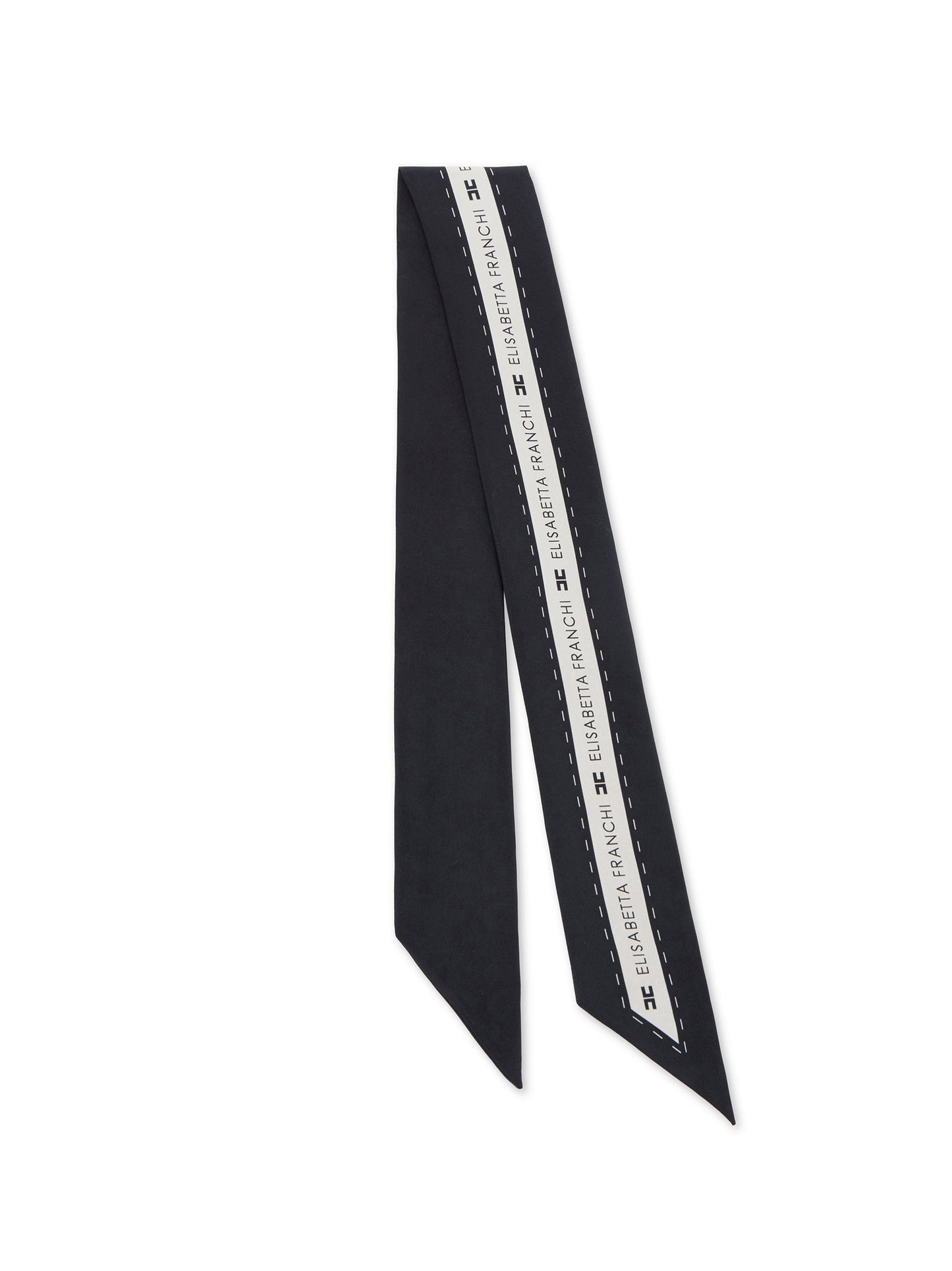 Silk twill foulard scarf with logo print