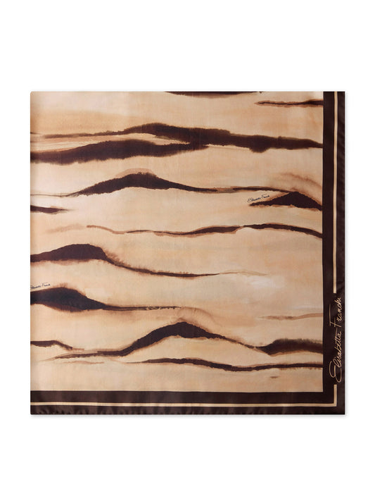 Silk twill foulard scarf with tiger print