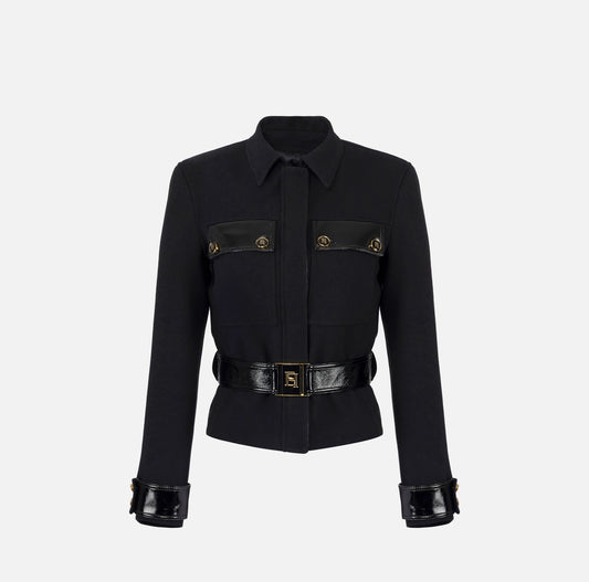 Jacket in double layer crêpe fabric