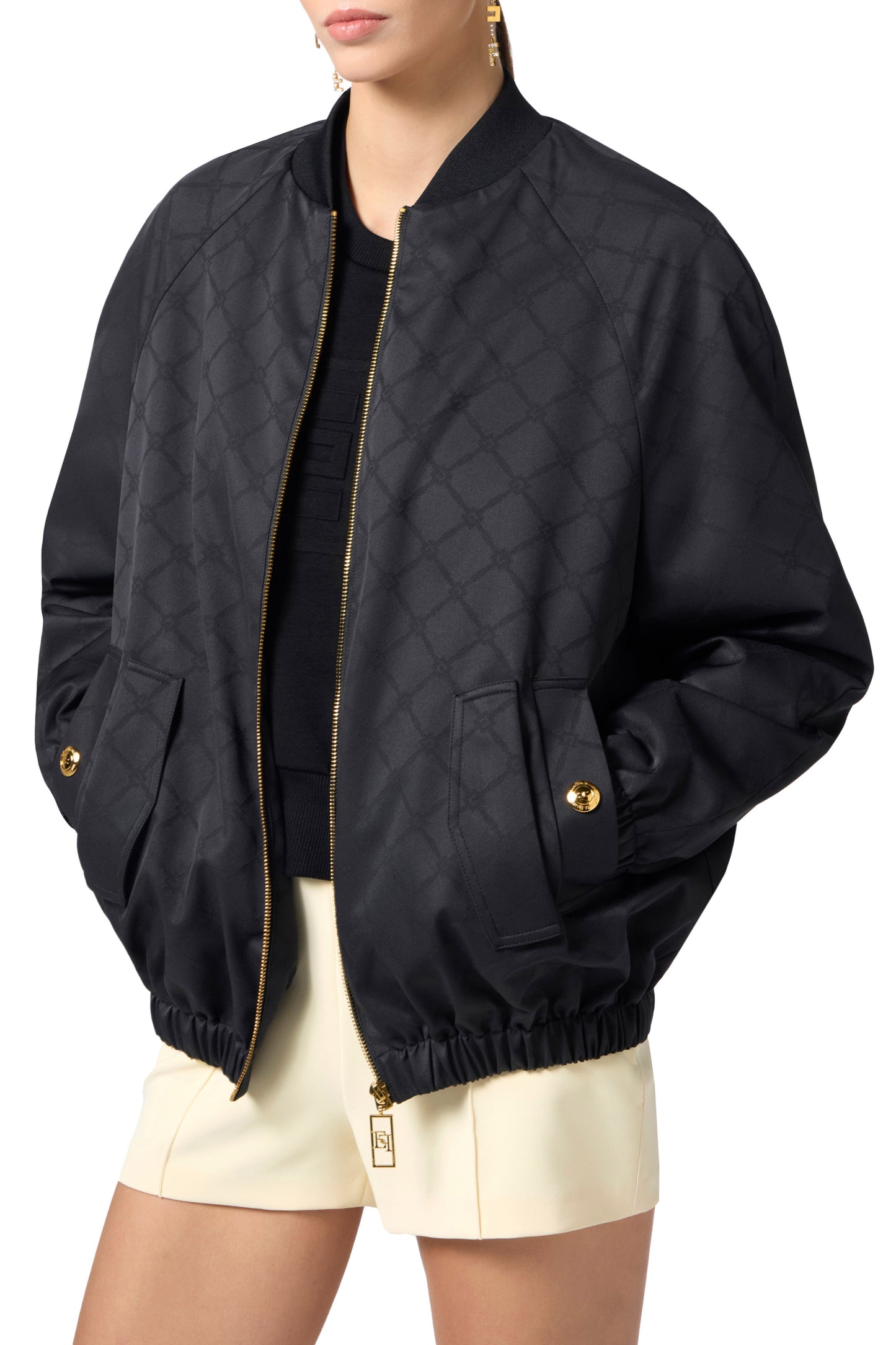 Jacket in jacquard technical fabric