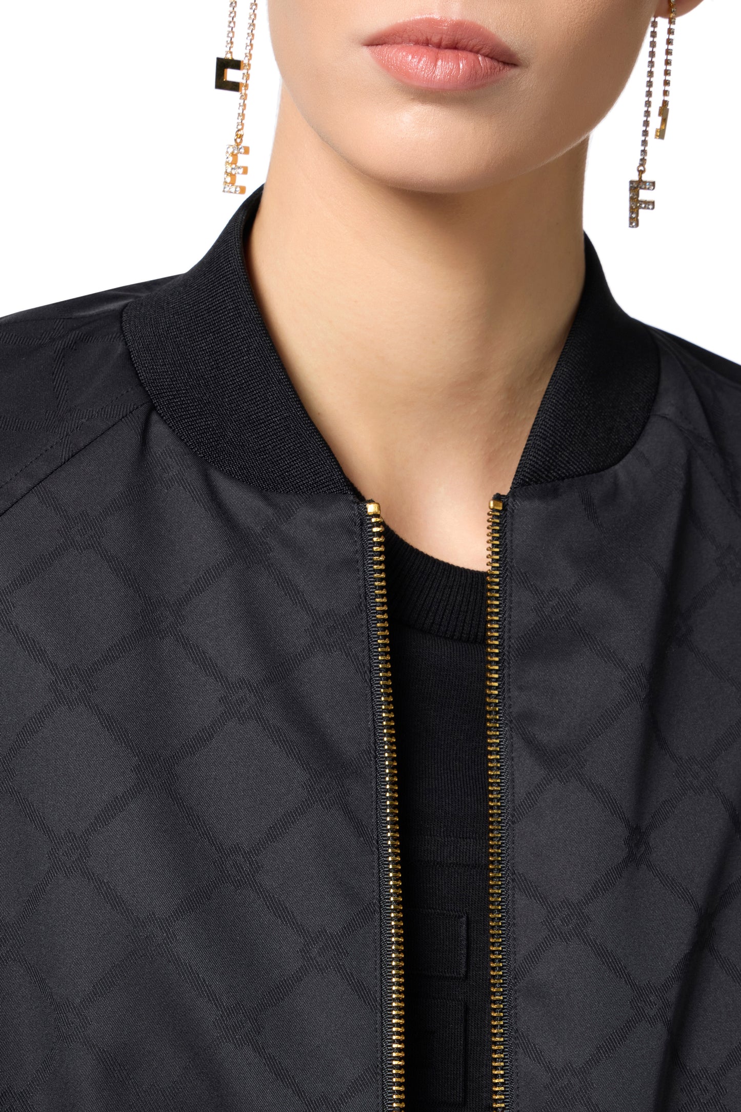 Jacket in jacquard technical fabric