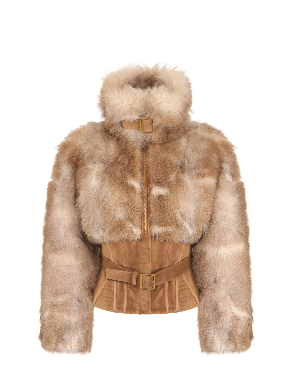 Fur-effect bustier jacket