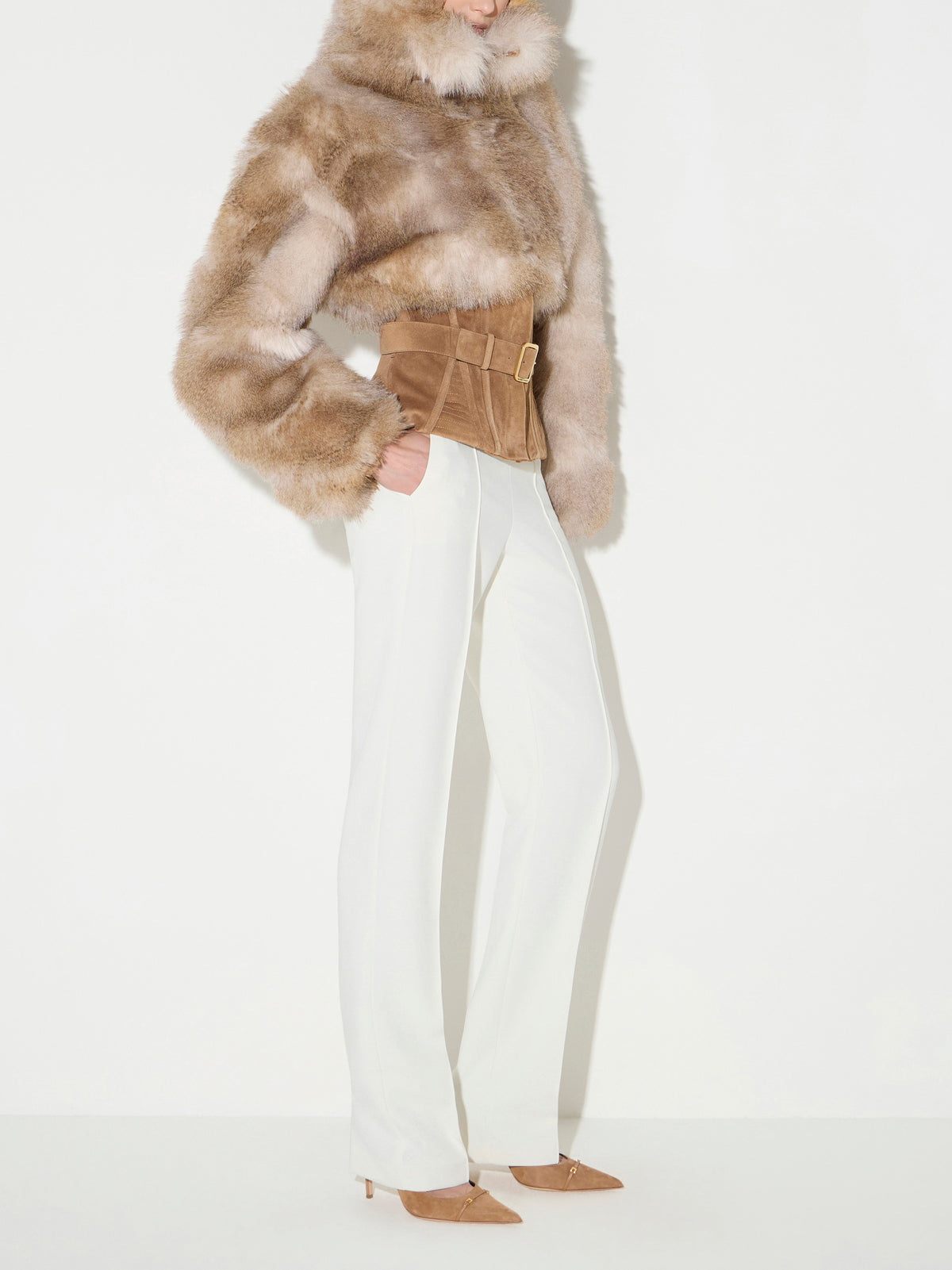 Fur-effect bustier jacket