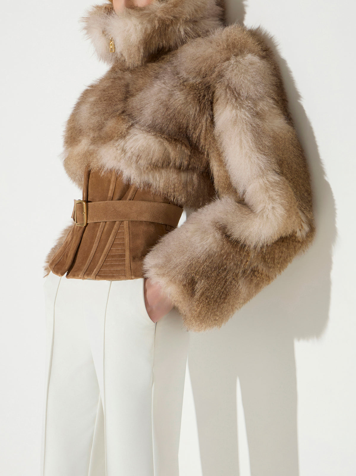 Fur-effect bustier jacket