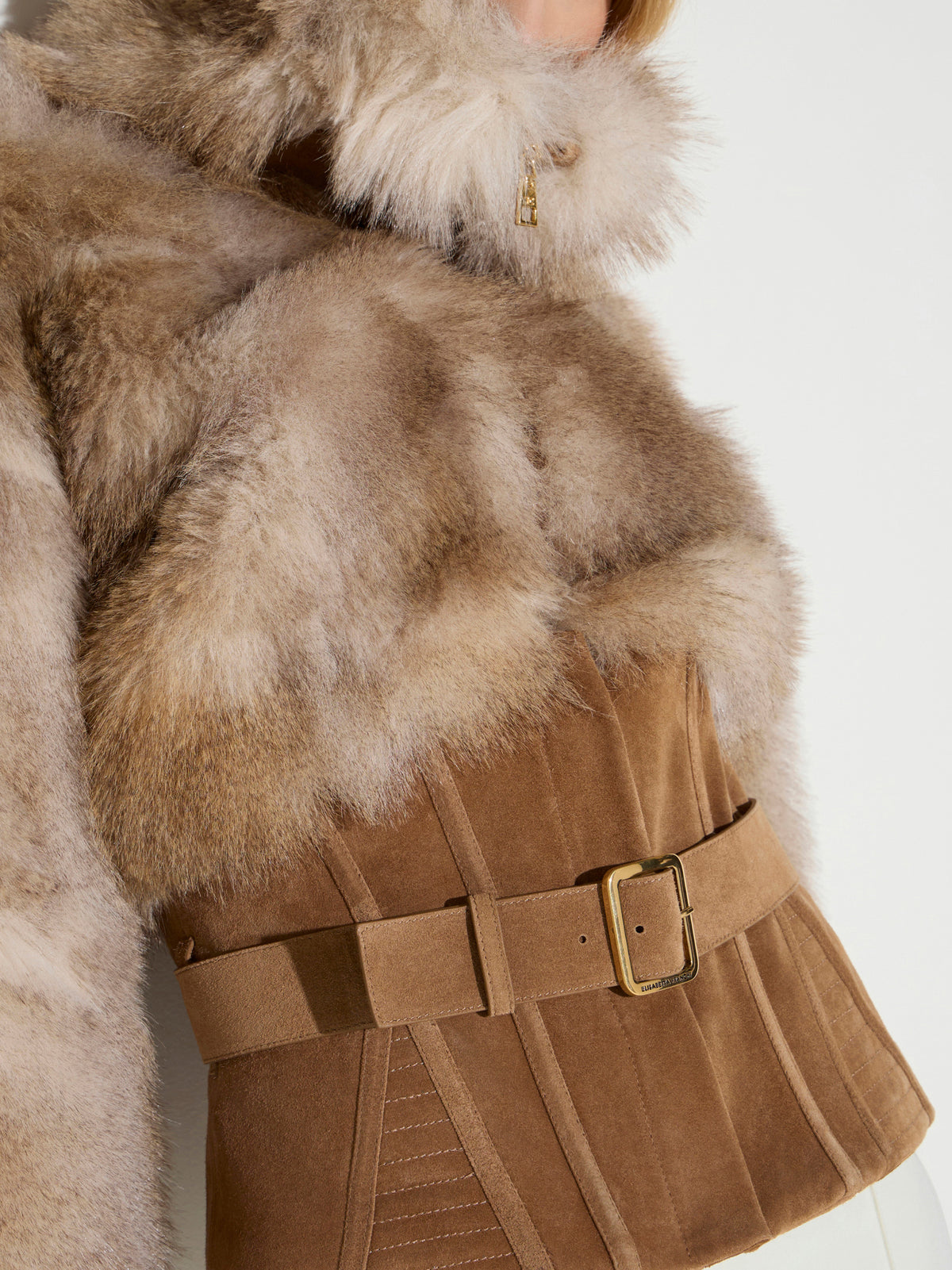 Fur-effect bustier jacket