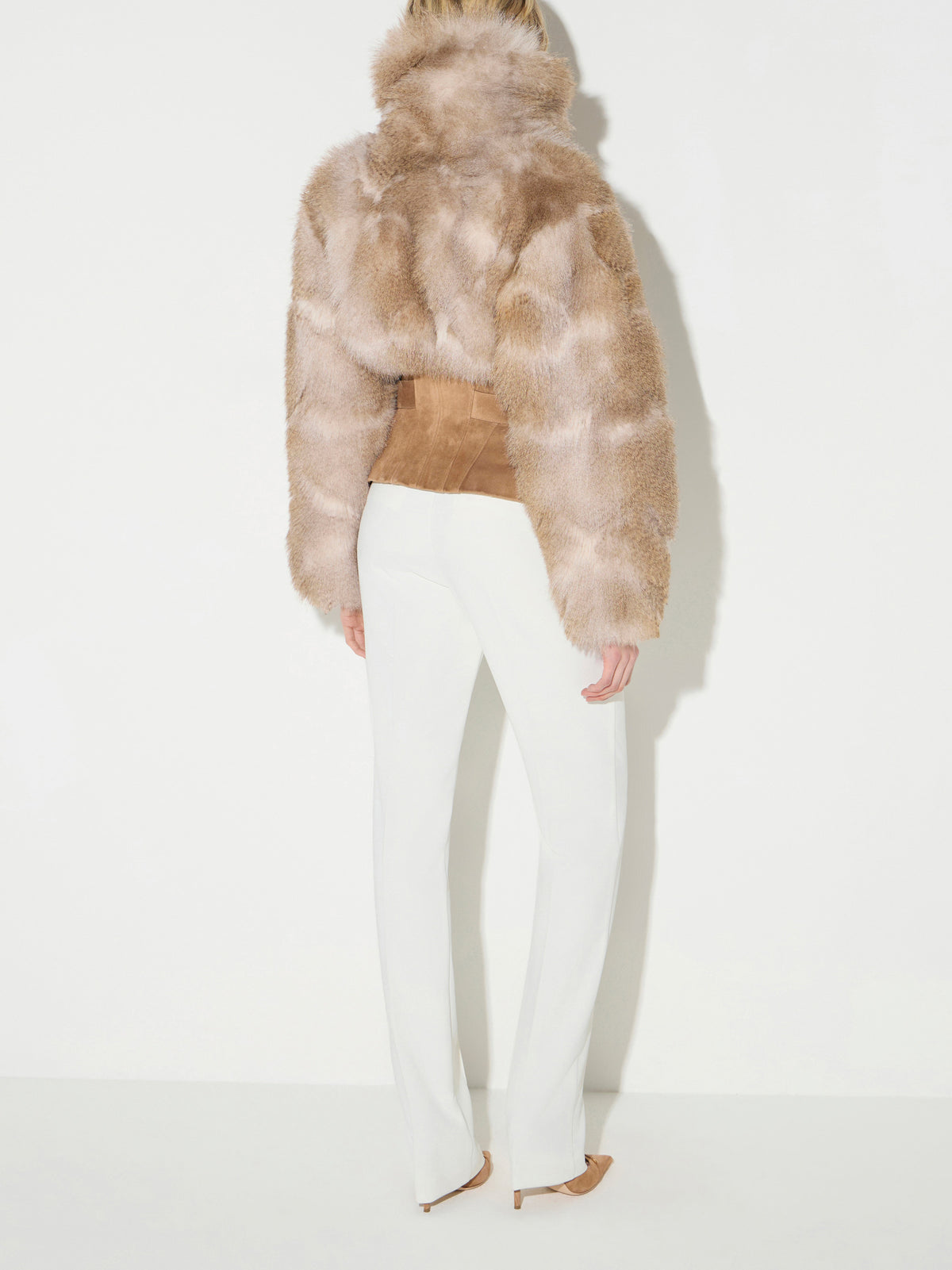Fur-effect bustier jacket