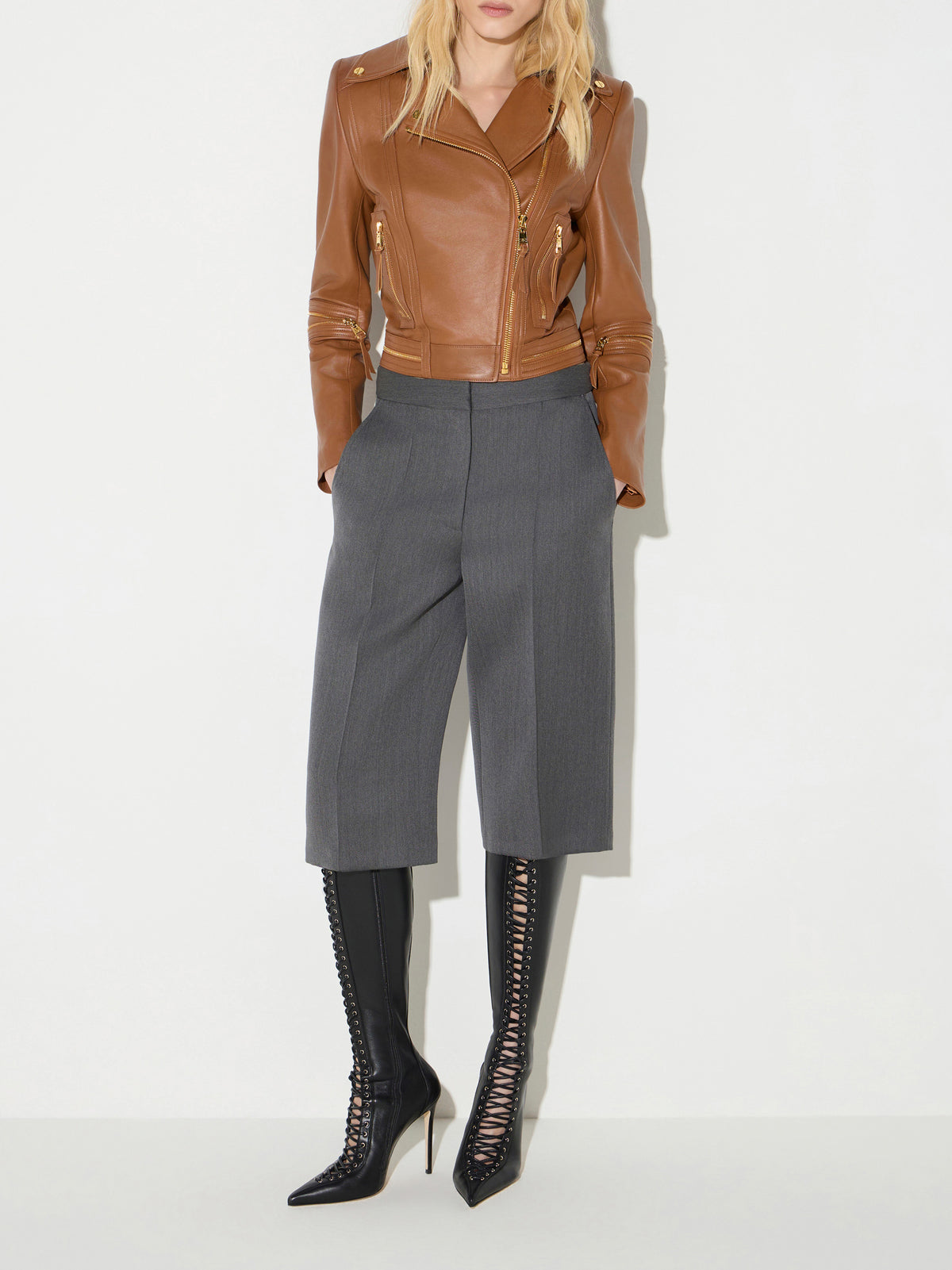 Leather biker jacket