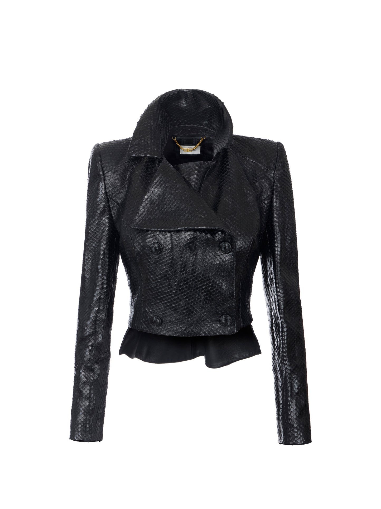 Leather jacket with fish scale pattern