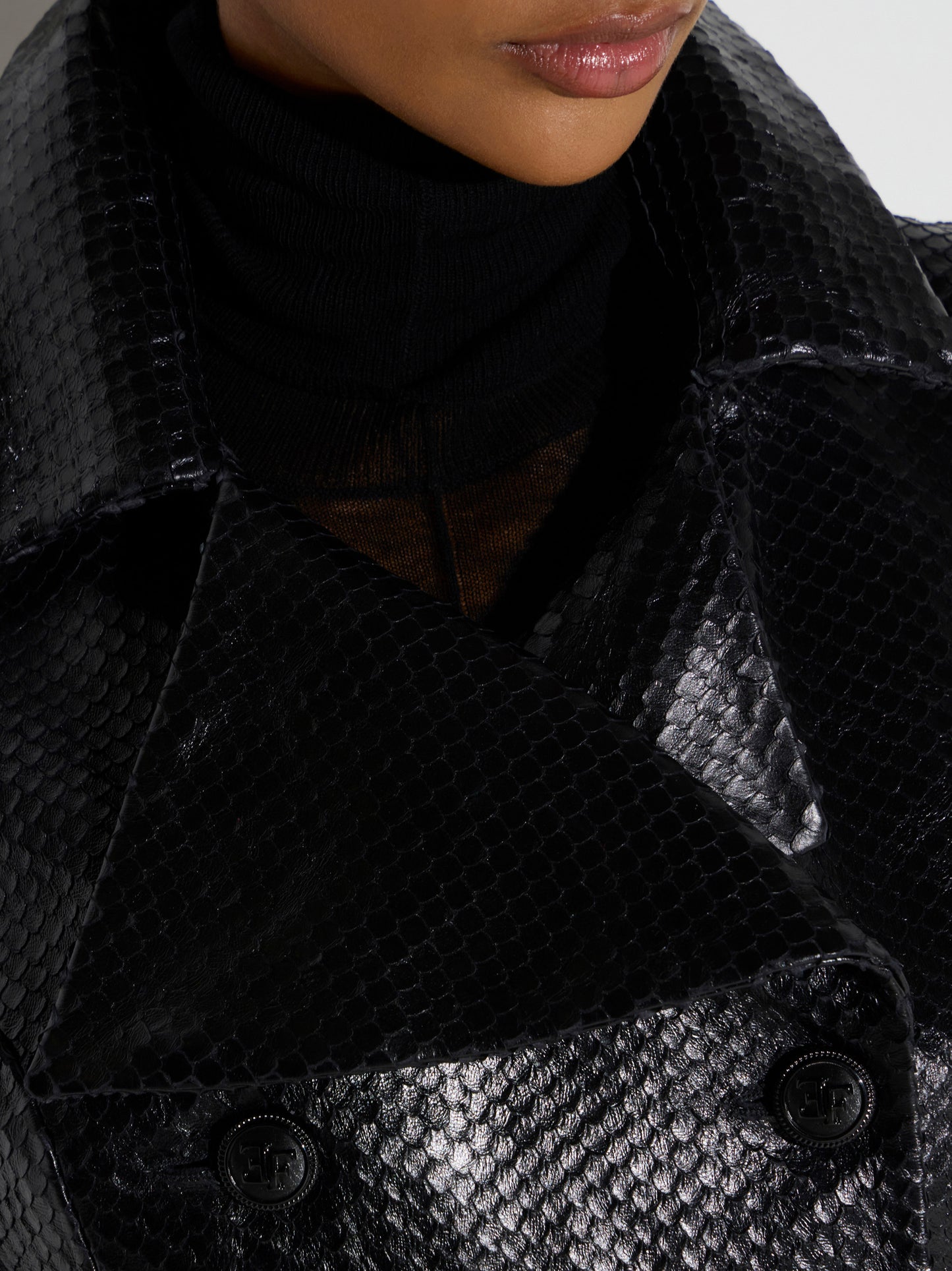Leather jacket with fish scale pattern