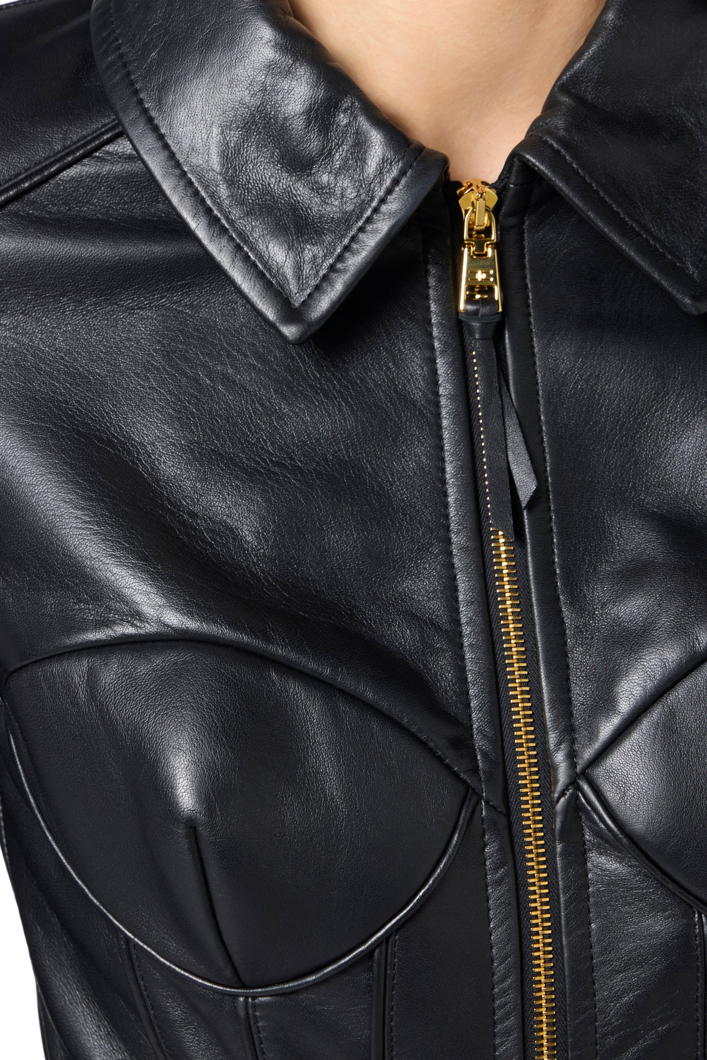 Leather jacket with peplum