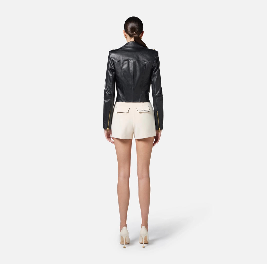 Biker jacket with contrasting topstitching