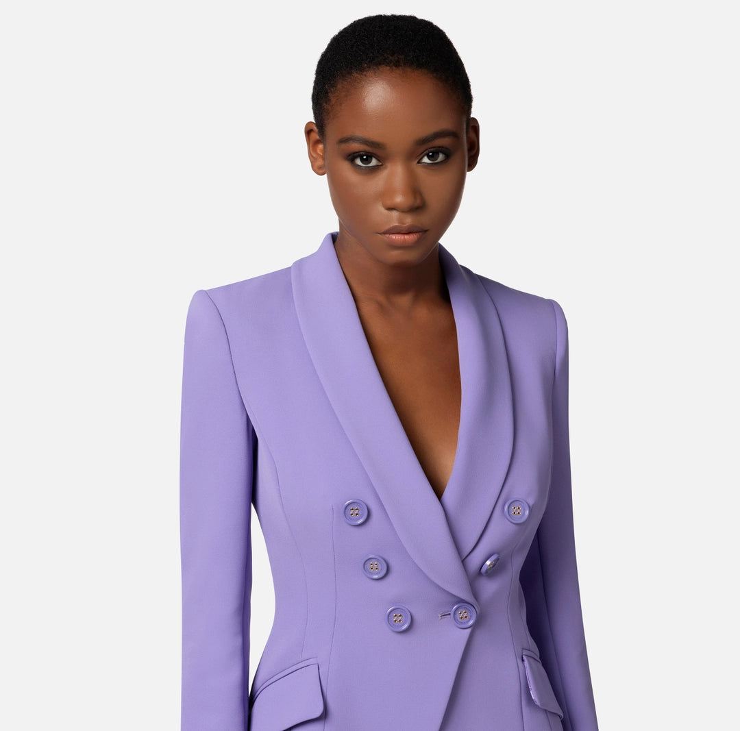 Crêpe double-breasted jacket with shawl lapel