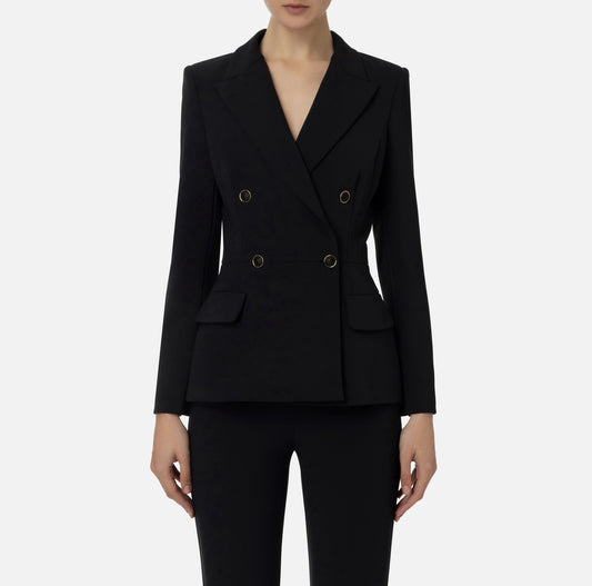 Crêpe double-breasted jacket with waisted cut