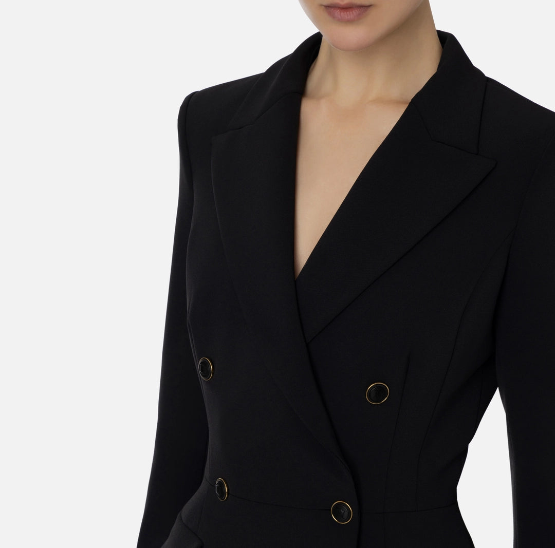 Crêpe double-breasted jacket with waisted cut