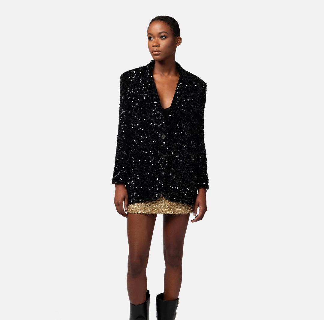 Chenille jacket with sequins