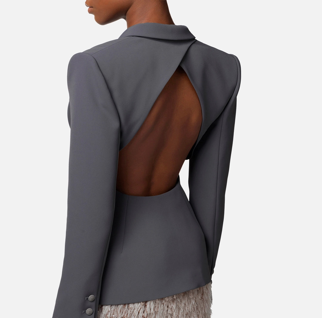 Lightweight crêpe jacket with cut-out