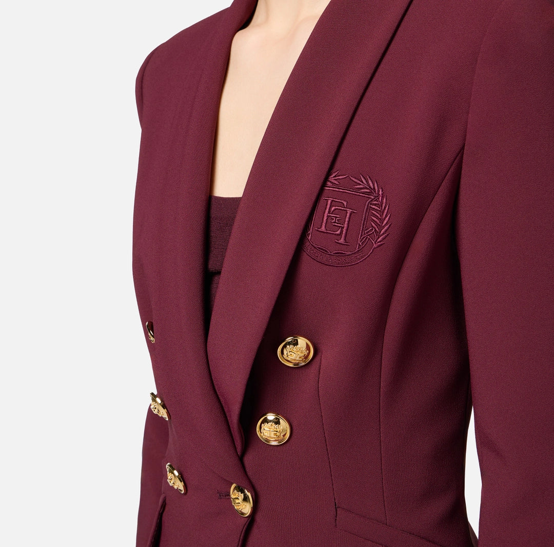 Double-breasted jacket in stretch crêpe with embroidery