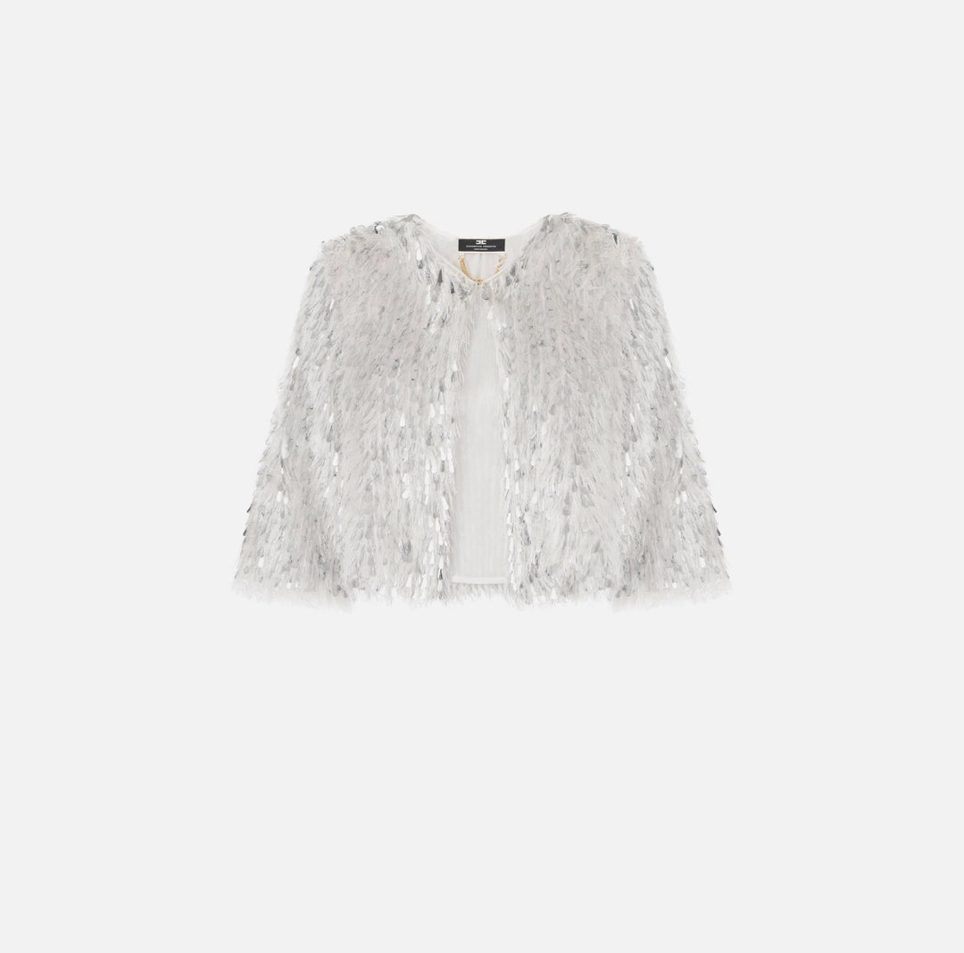 Cropped jacket in frayed organza | LAST PIECE: 42