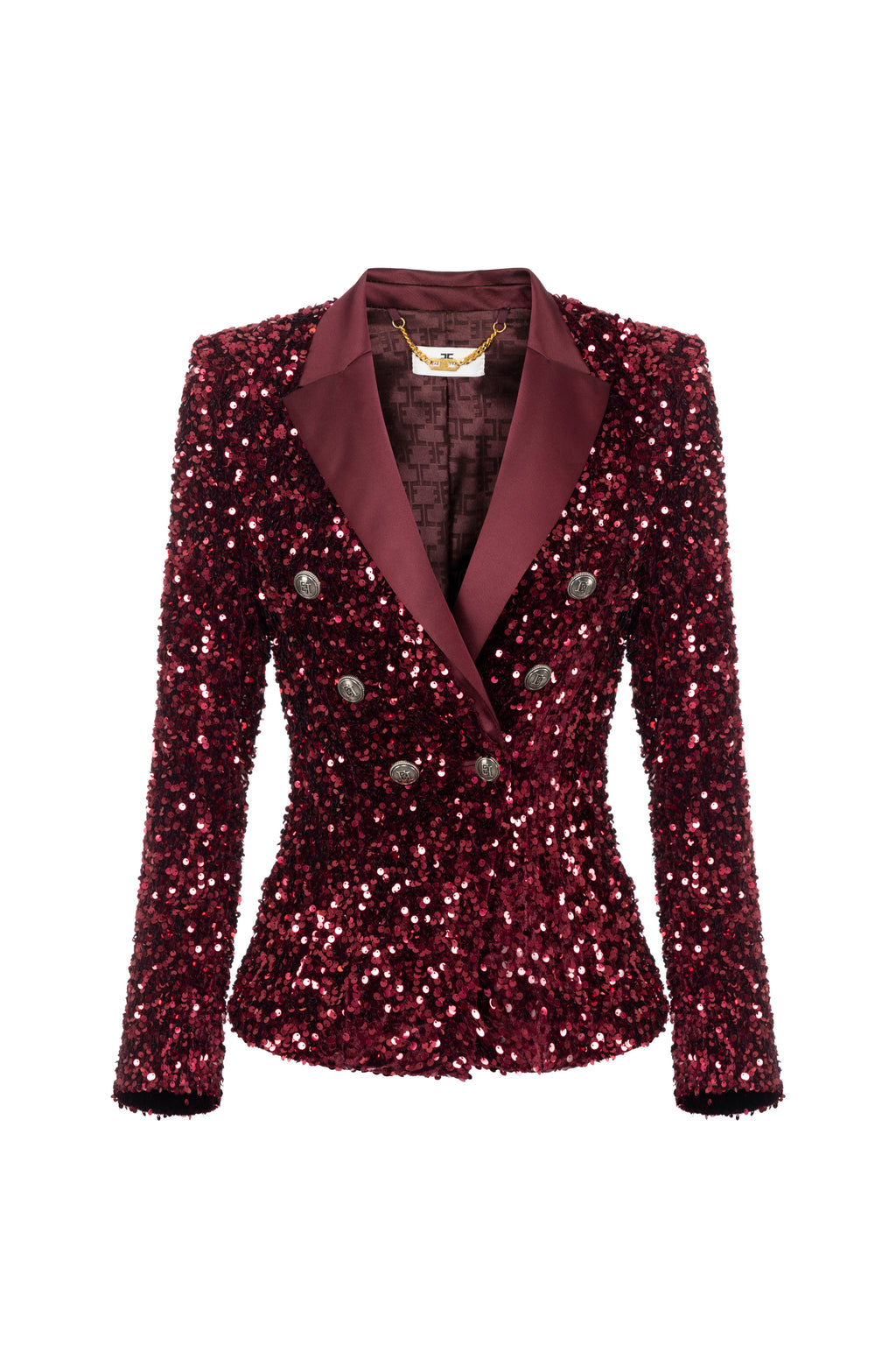 Chenille double-breasted jacket embroidered with sequins | LAST PIECE: 40