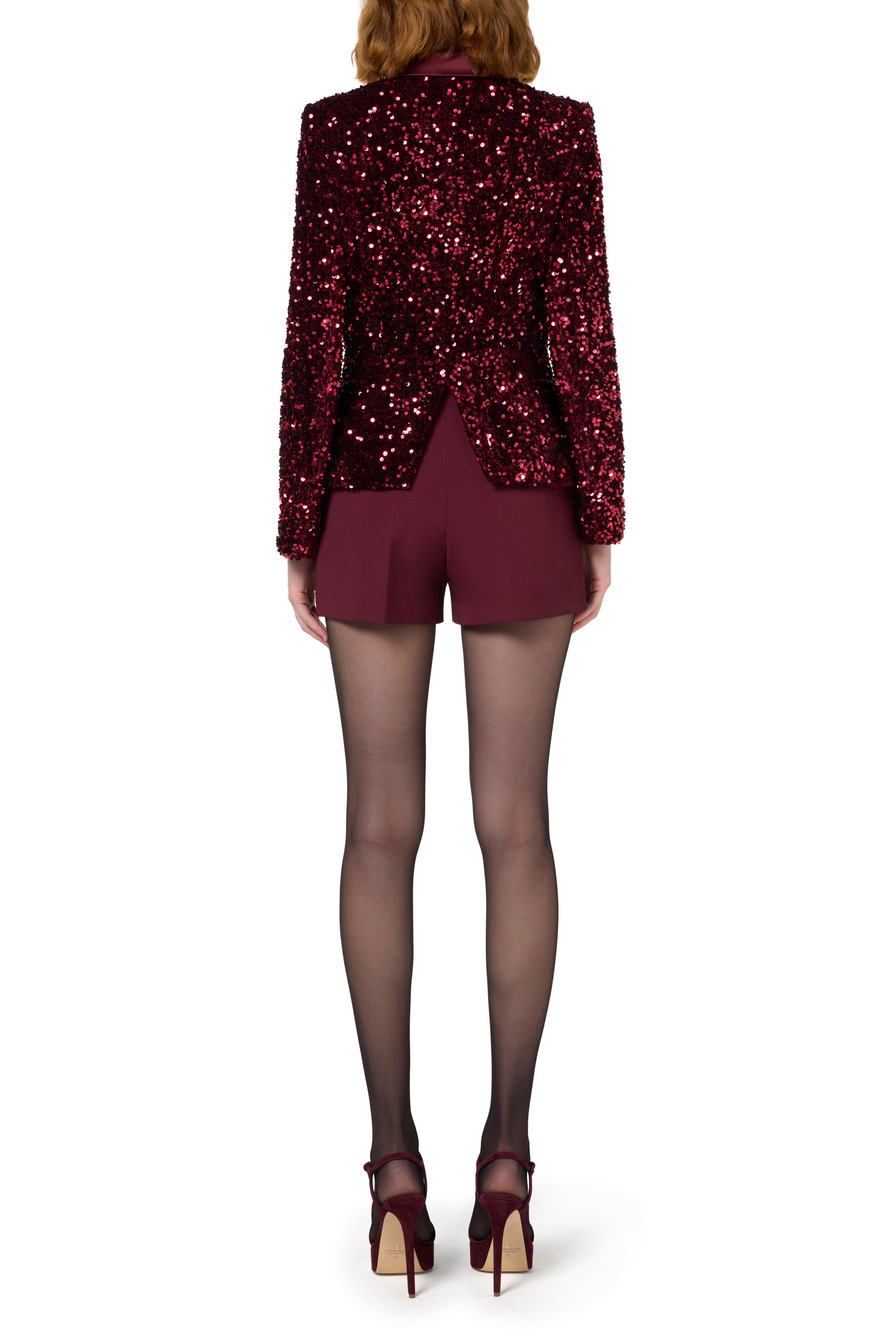 Chenille double-breasted jacket embroidered with sequins | LAST PIECE: 40